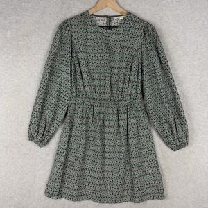 Boden Dress Womens 4 Petite Green Pink Floral Preppy Pockets Garden Party